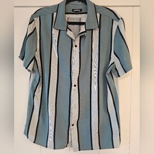 Express Striped Rayon Short Sleeve Shirt